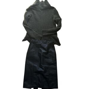 Anthropologie Shrunk Wool Sweater Button Shoulder Olive Green  Cottagecore S